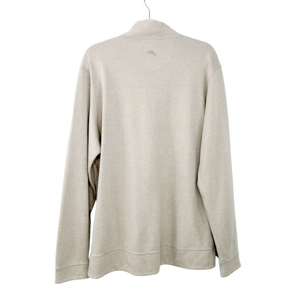 Tommy Bahama Men's Beige Tan Quarter Zip Sweater Size Large Preppy - Picture 2 of 3